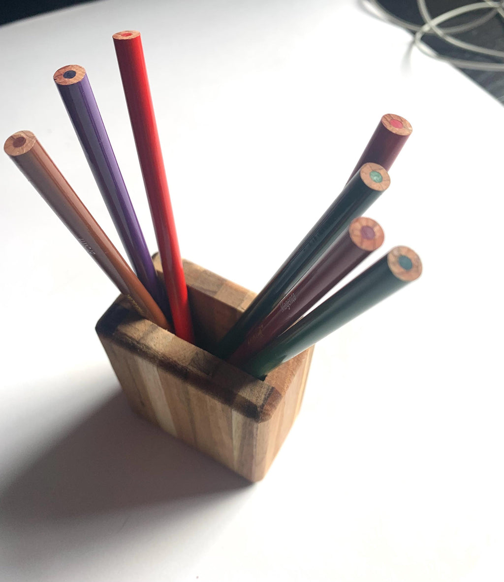 Recycled Wood Pen Holder – Handmade Desk Organizer __etsy:6635481292