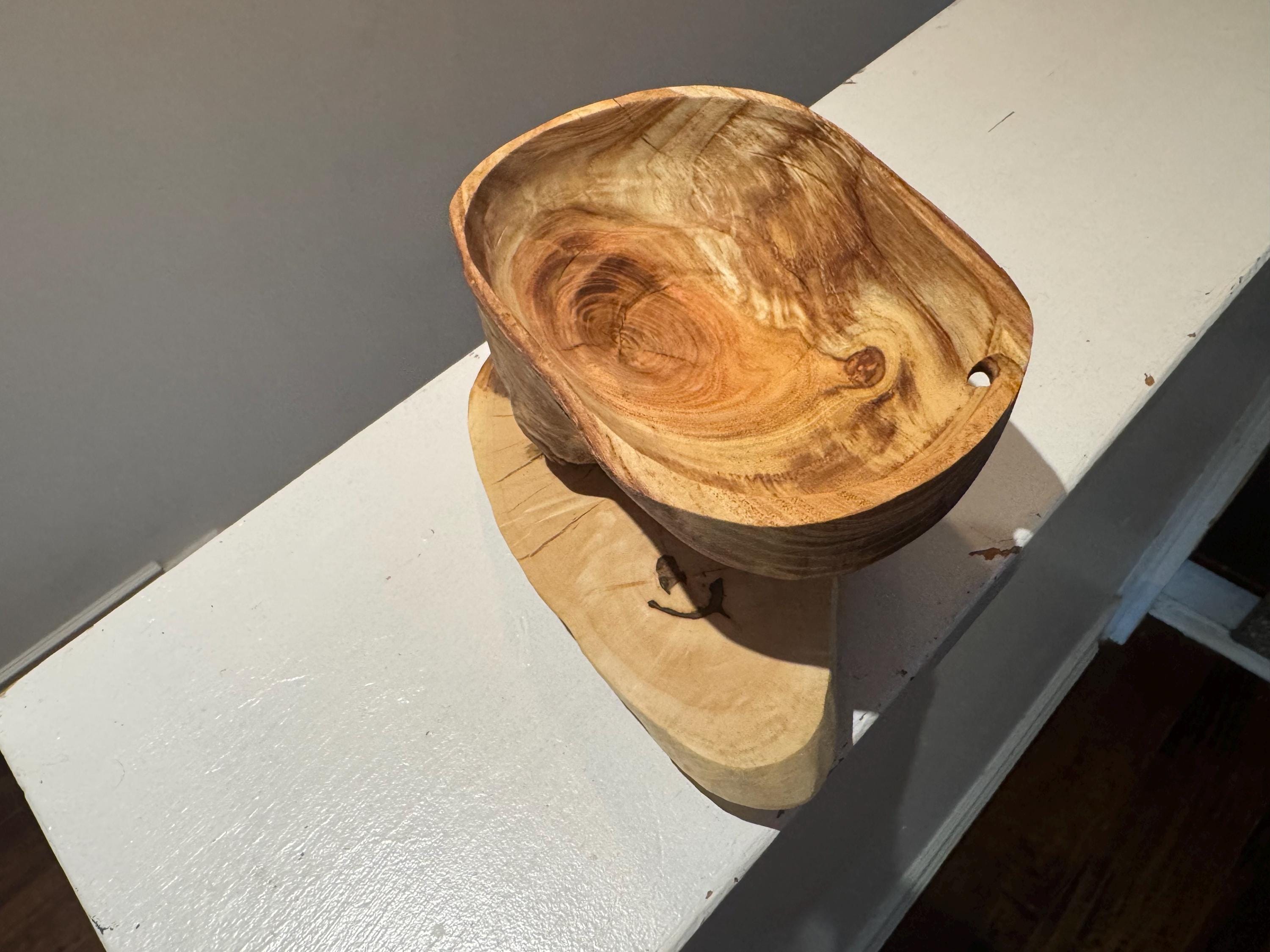 Rustic Entryway Bowl | Black Cherry & Maple Tray | Handmade Wood Decor __etsy:7052361720