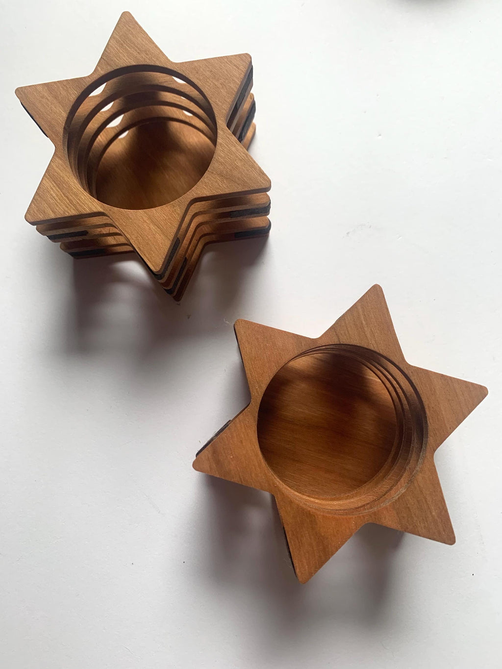 Star of David Candle Holders | Handmade Cherry & Walnut Wood Judaica __etsy:6668024624