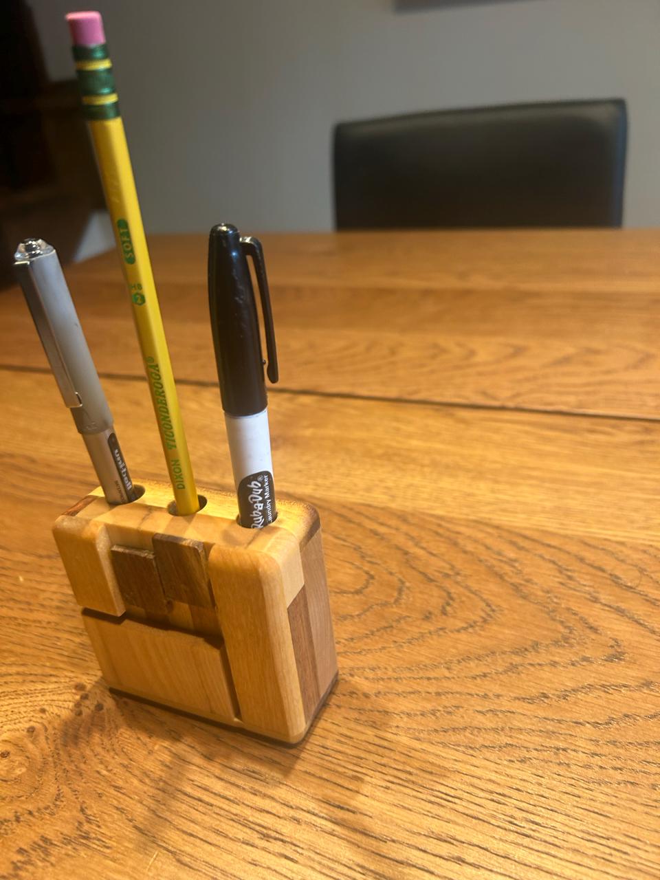 Upcycled Wood Pencil Holder – Minimalist Desk Accessory __etsy:7230790246