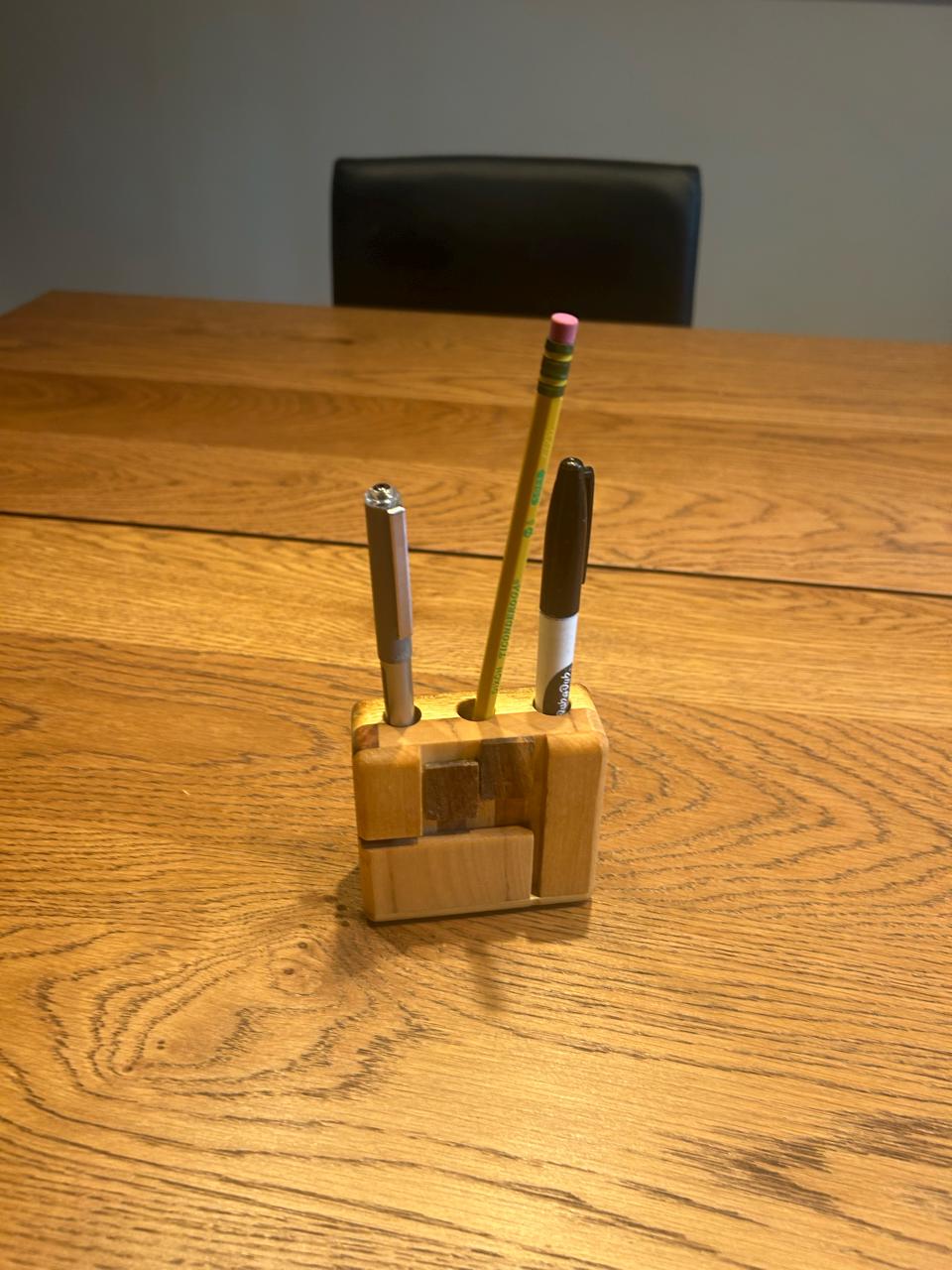 Upcycled Wood Pencil Holder – Minimalist Desk Accessory __etsy:7278754577