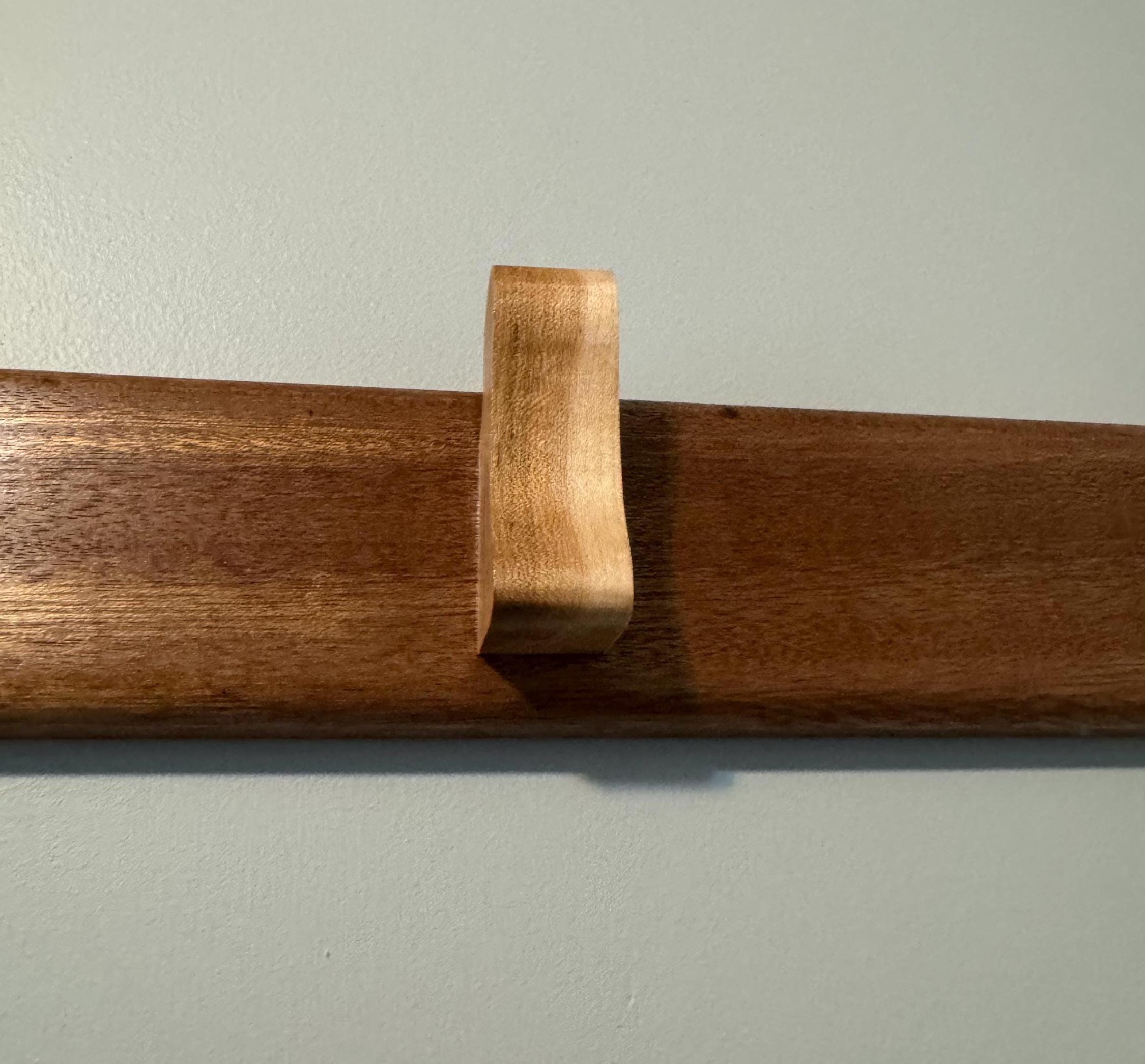 Wood Hat Rack | Padauk & Maple Coat Hanger | Wall Mounted Organizer __etsy:8056388324