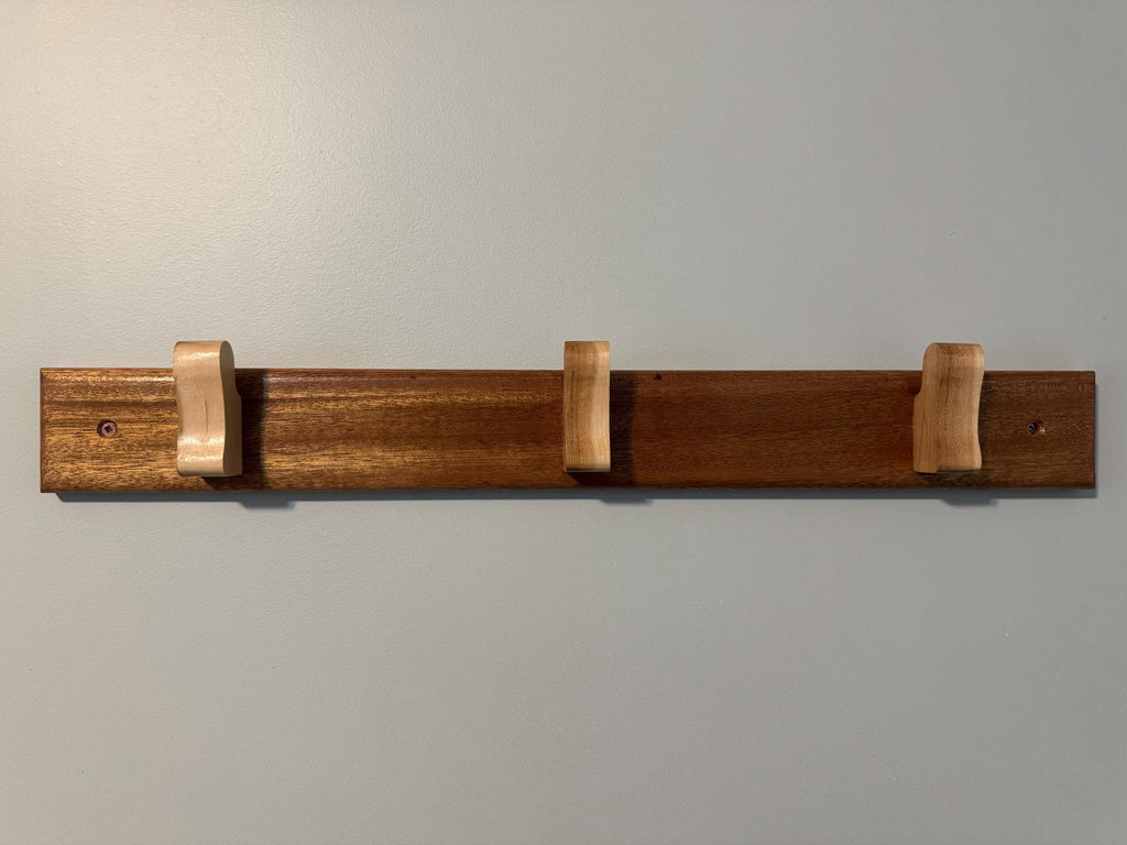 Wood Hat Rack | Padauk & Maple Coat Hanger | Wall Mounted Organizer __etsy:8098537665