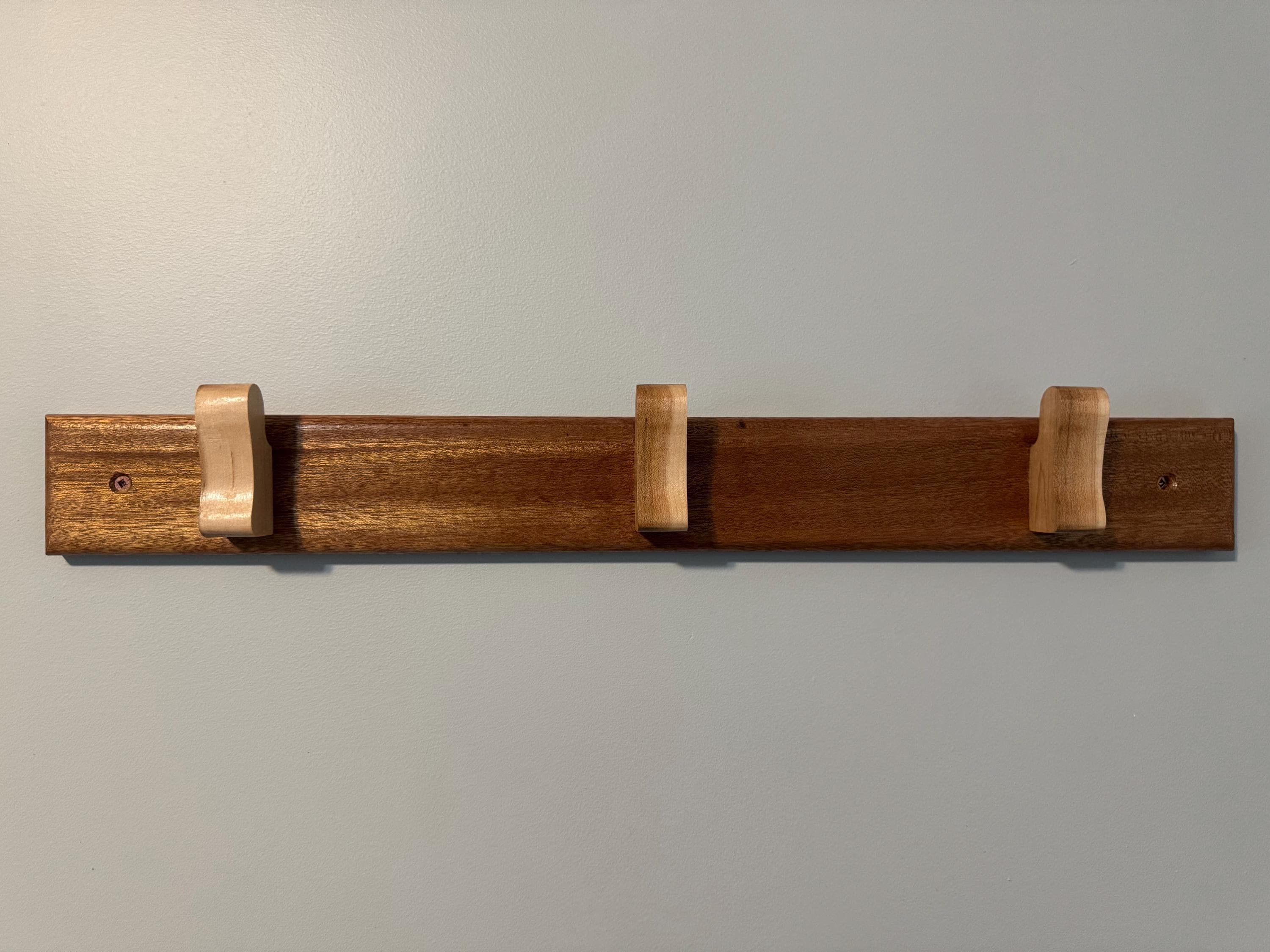 Wood Hat Rack | Padauk & Maple Coat Hanger | Wall Mounted Organizer __etsy:8098537665
