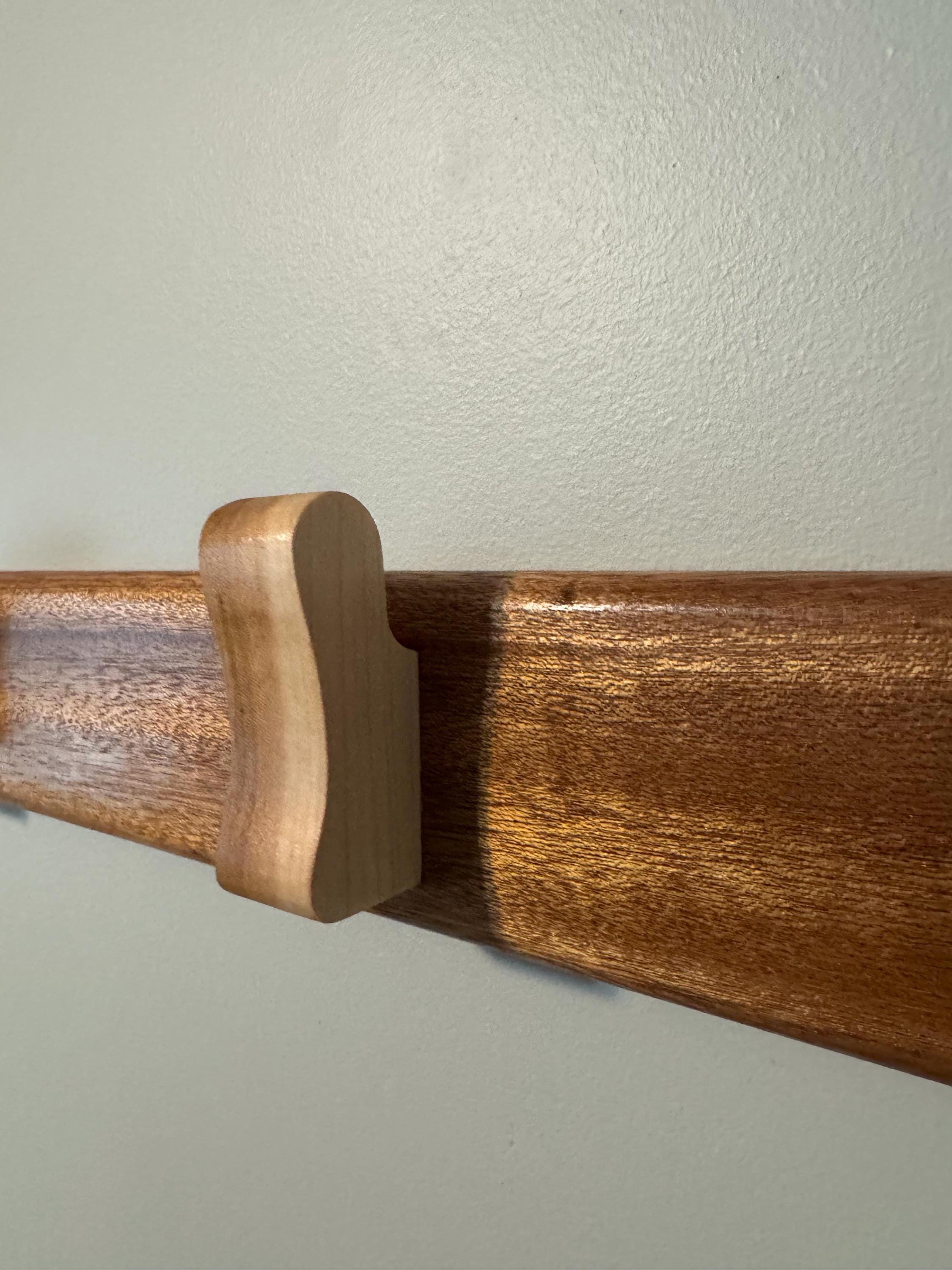 Wood Hat Rack | Padauk & Maple Coat Hanger | Wall Mounted Organizer __etsy:8056377662