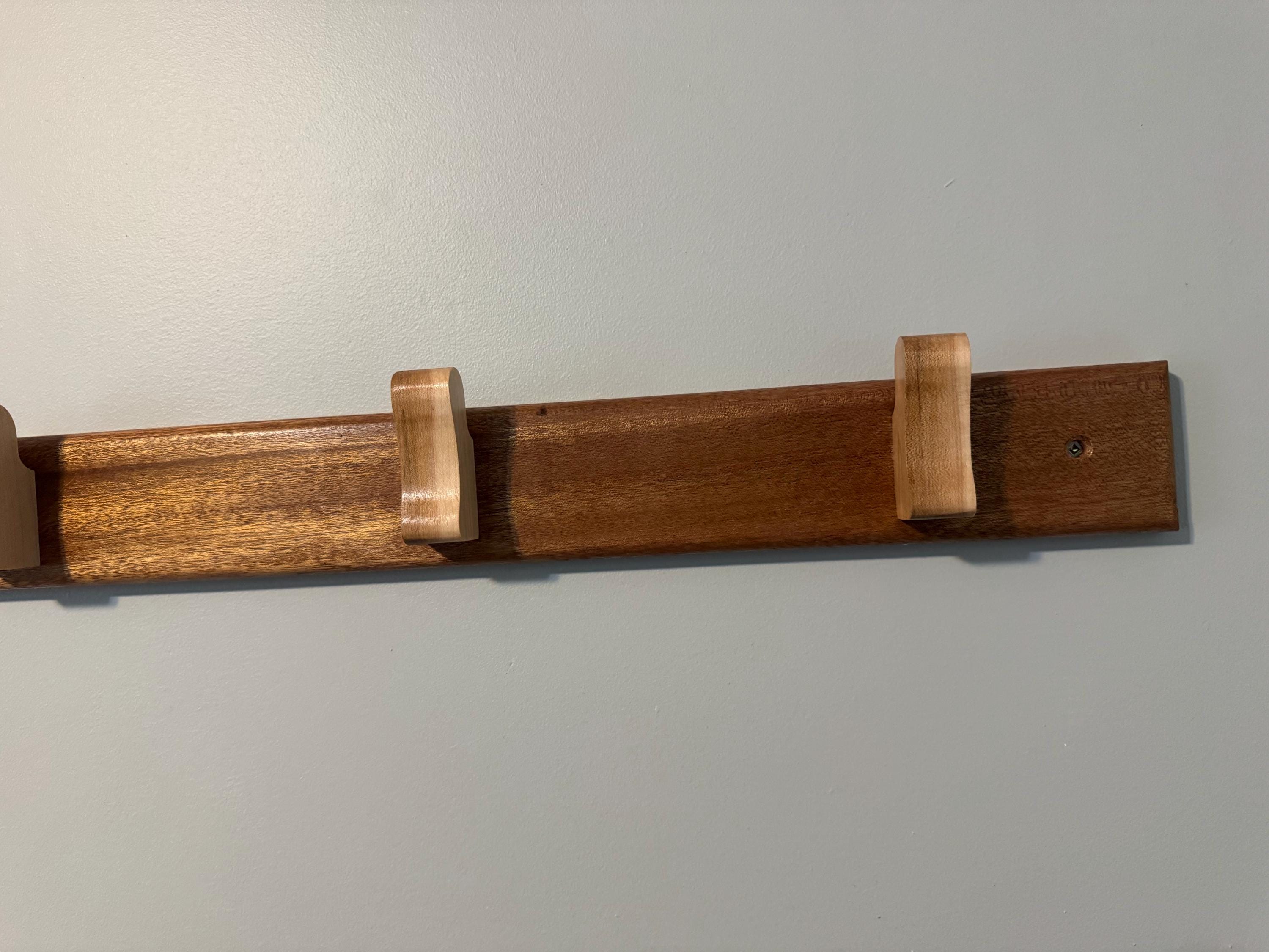 Wood Hat Rack | Padauk & Maple Coat Hanger | Wall Mounted Organizer __etsy:8098534393