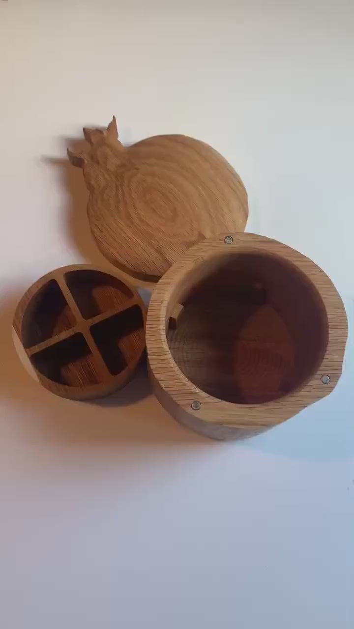 Handmade Oak & Maple Pomegranate Jewelry Box