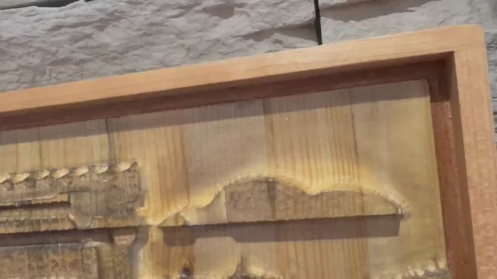Jerusalem Temple Carving | 3D Wood Art | Cherry Sapele Maple Frame